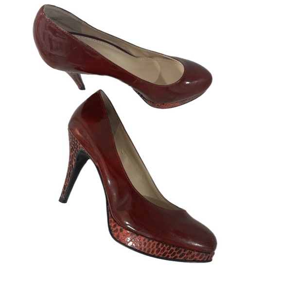 Enzo Angiolini High Heels Women’s Sz 6 Merlot Snake Skin Vegan Patent Leather - Picture 14 of 15